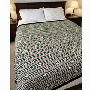 Handmade crocheted 90”x86” multicoloured blanket